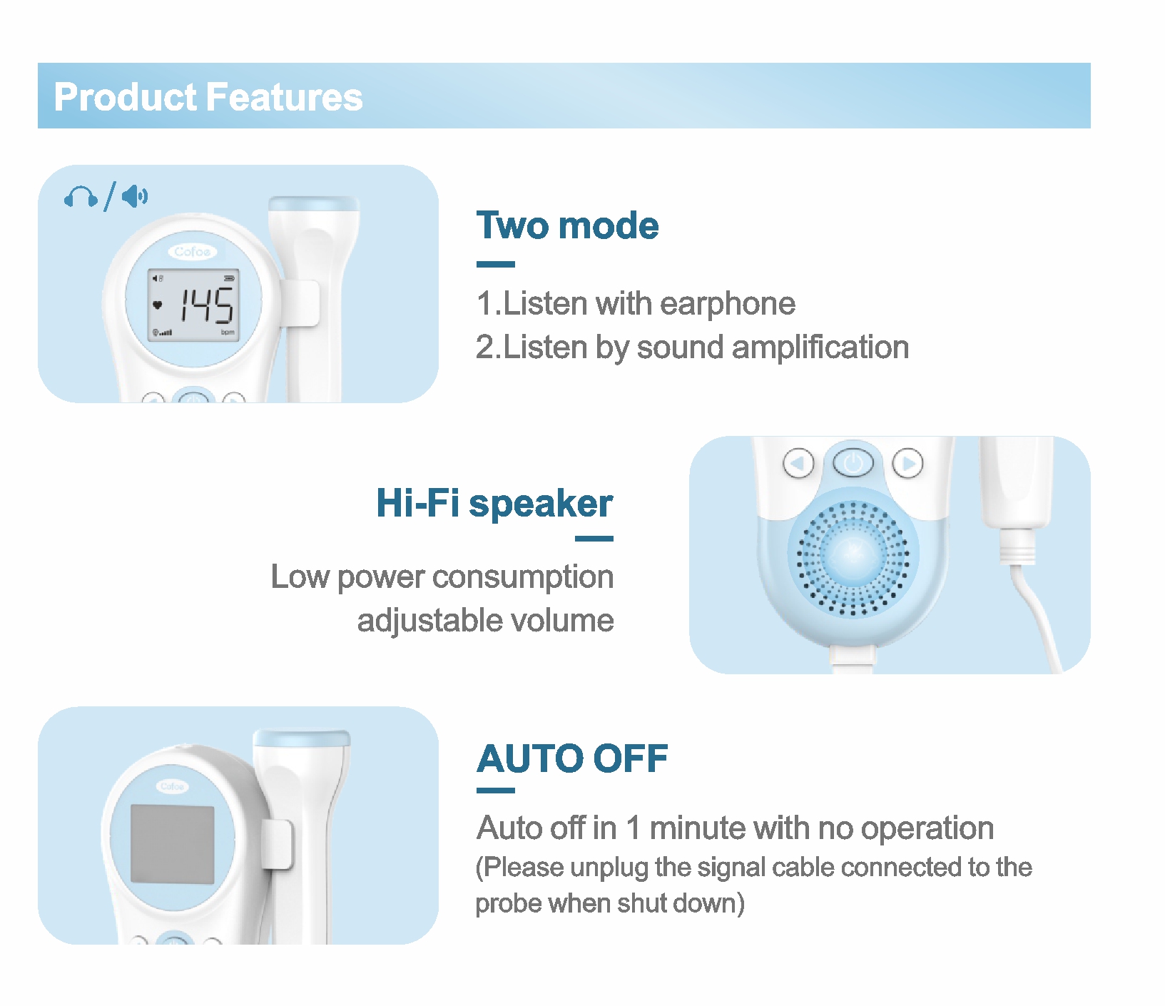 HB-1003S Professional CooFoe Handheld Digital Baby Heart Monitor